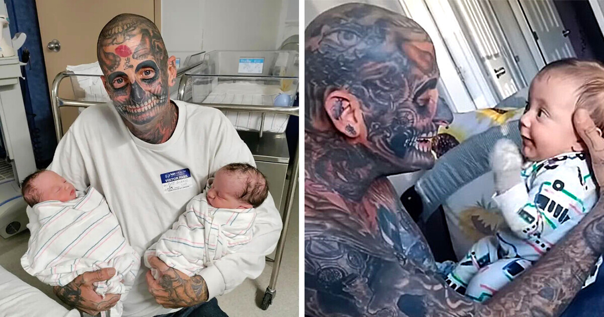 Papa avec 240 tatouages fait face à des critiques alors que les gens pensent qu’il est un père horrible – puis sa femme révèle la vérité